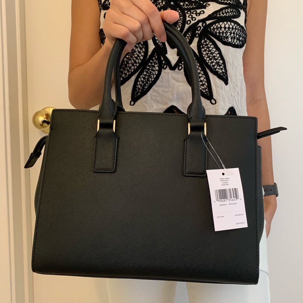 KATE SPADE CAMERON MEDIUM SATCHEL BLACK LEATHER - Picture 3 of 7
